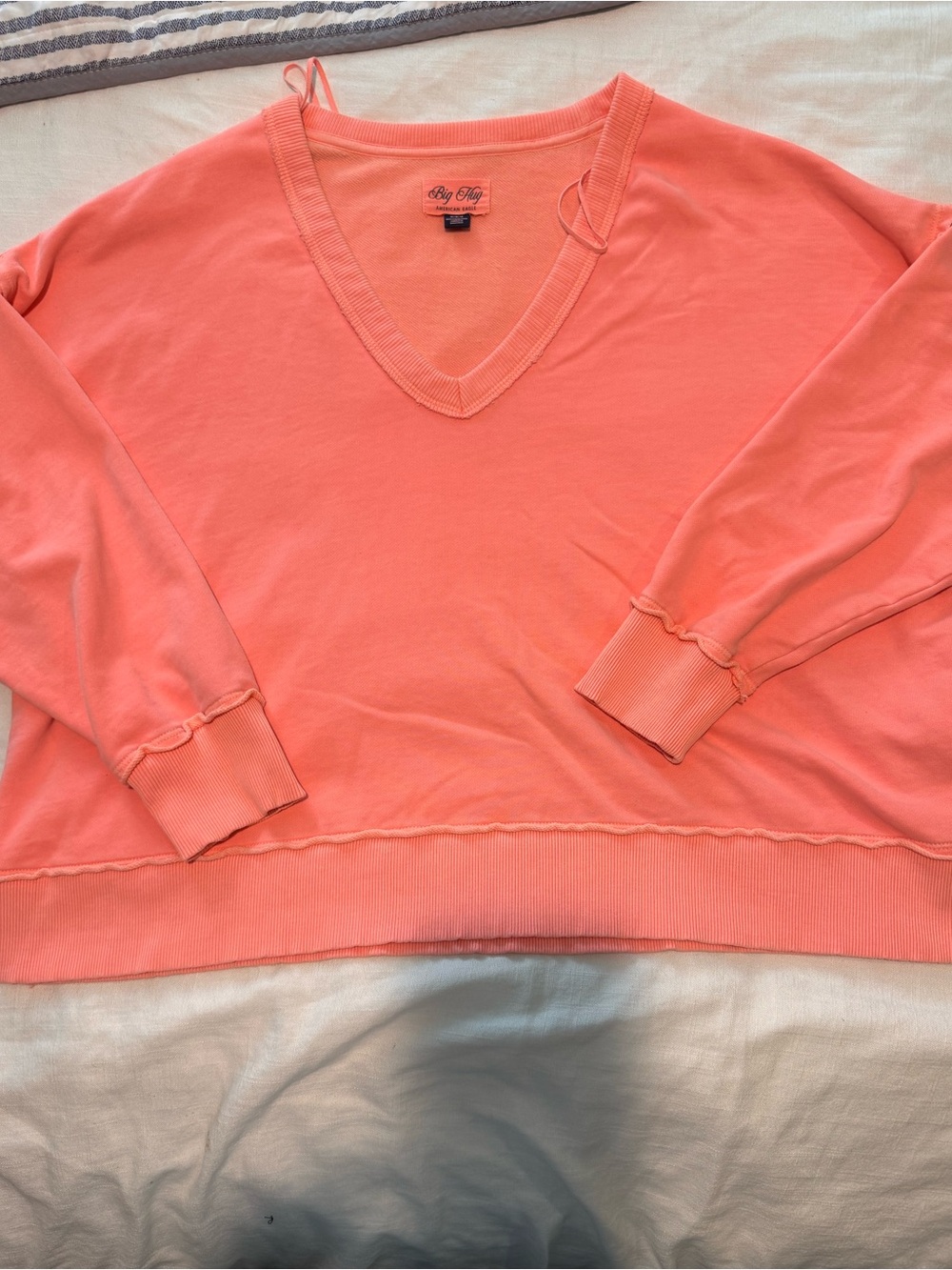 American Eagle Outfitters Coral-Peach V-Neck Sweater